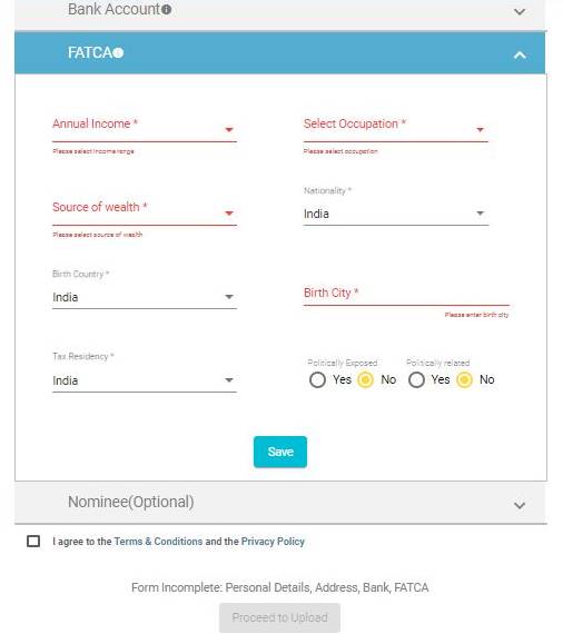 Fincash Registration FATCA