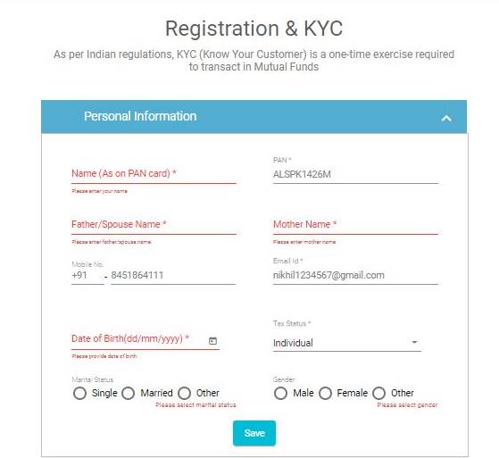 Fincash Registration Personal Information