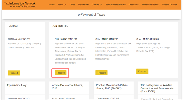 Pay Income Tax Online-Step 3