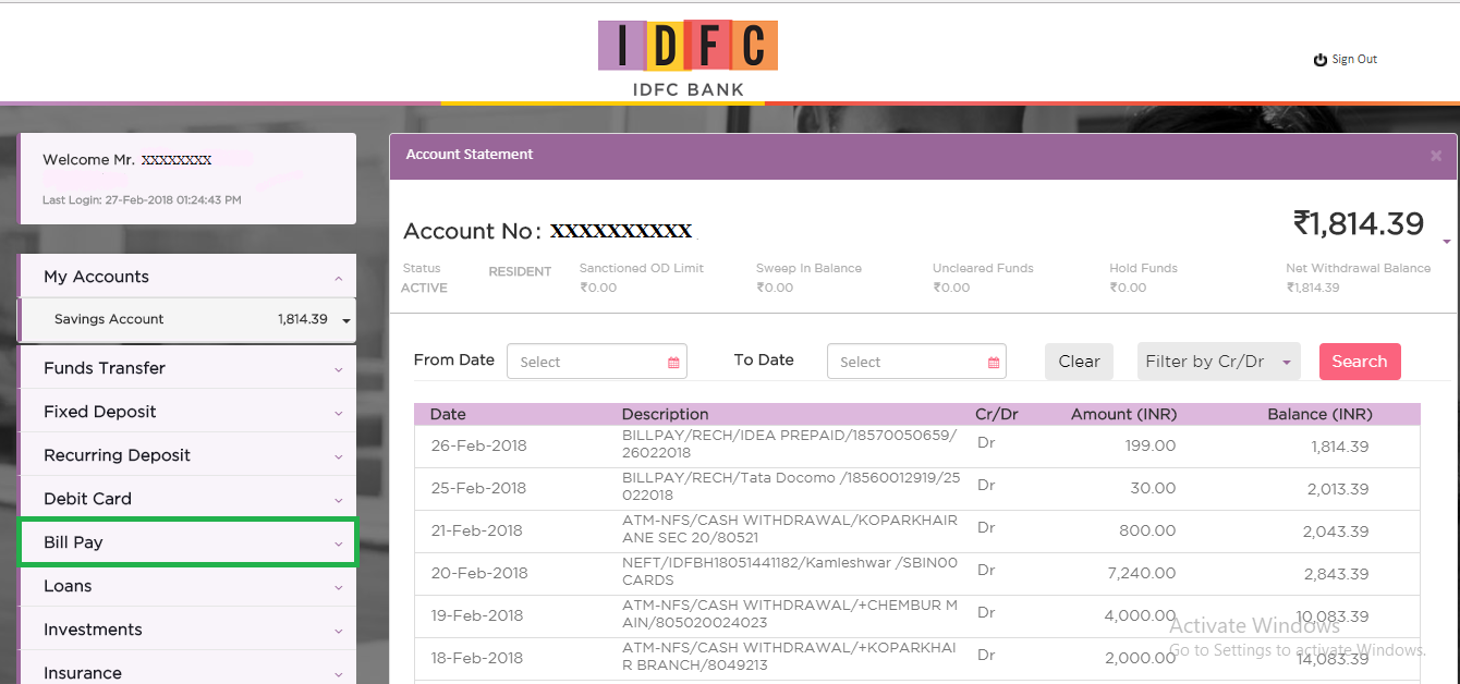 How to Add Biller for SIP Transactions in IDFC Bank?